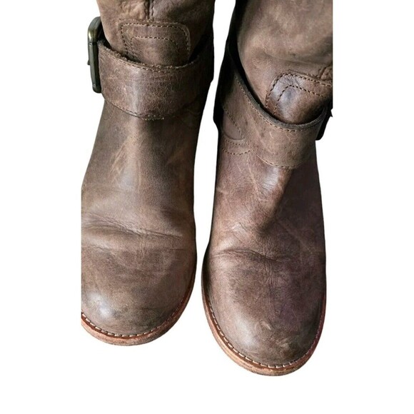 Steve Madden Lynxx Riding Boot Women 6.5 Leather Brown Red Contrast Zip Distress - Picture 8 of 10